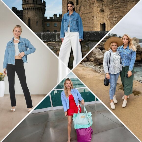 Brand New Women's Light Blue Cotton LONGBIDA Frayed Washed Button Up Cropped - Picture 3 of 6